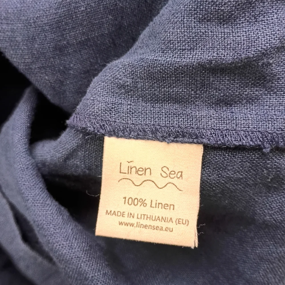 Linen Sea 100% Linen Sheath Shift Dress Blue Handmade Made in Lithuania L/XL - Picture 4 of 4